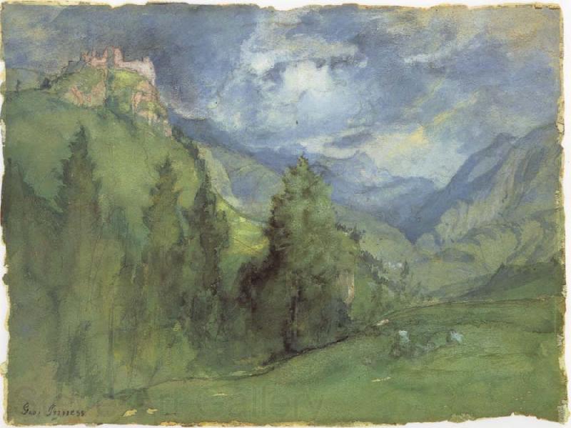 George Inness Castle in Mountains France oil painting art